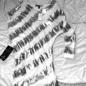 bebe Addiction Suissa Sequin Drape Dress